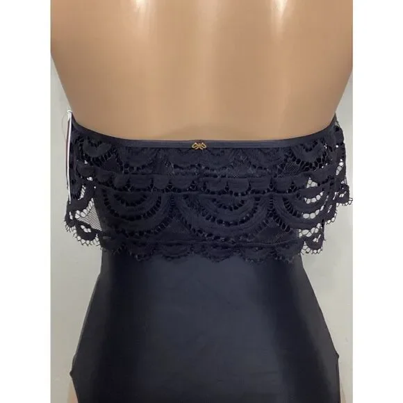 New. Pilyq black lace one piece